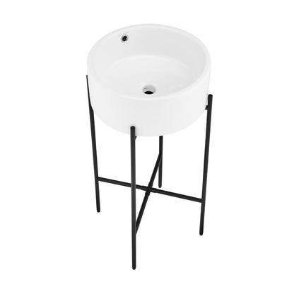 Swiss Madison, Monaco 16.5" Round Console Sink, White Basin Matte Black Legs