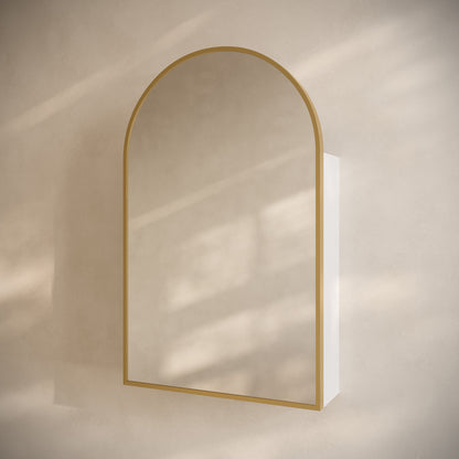 Swiss Madison, Porte 20 x 30 Arched Recessed/Wall Mount Medicine Cabinet with Mirror in Gold