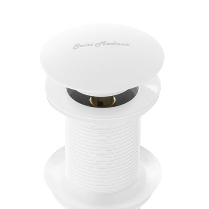 Swiss Madison, Residential Non-Overflow Pop Up Sink Drain 1.75 in Matte White