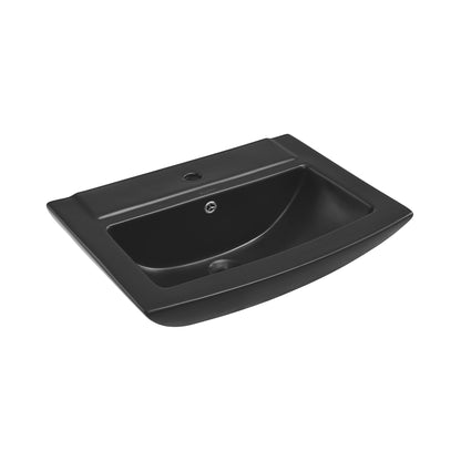 Swiss Madison, Sublime Square Two-Piece Pedestal Sink in Matte Black