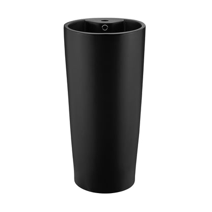 Swiss Madison Matte Black pedestal bathroom vanity — view 7