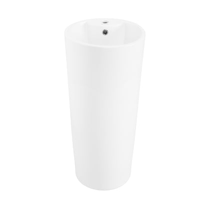 Swiss Madison, Monaco Circular Basin Pedestal Sink in Matte White