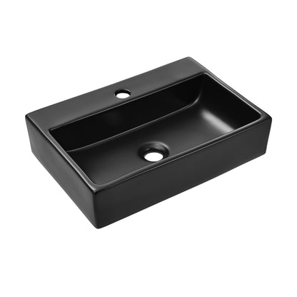 Swiss Madison, Claire 20 Rectangle Ceramic Vessel Sink, Matte Black