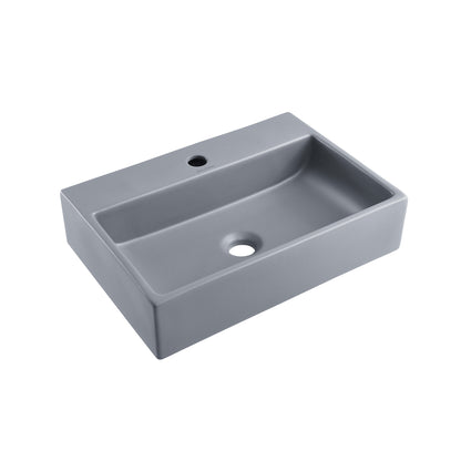 Swiss Madison, Claire 20"  Rectangle Ceramic Vessel Sink in Matte Grey