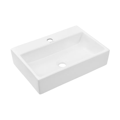 Swiss Madison, Claire 20 Rectangle Ceramic Vessel Sink, Matte White