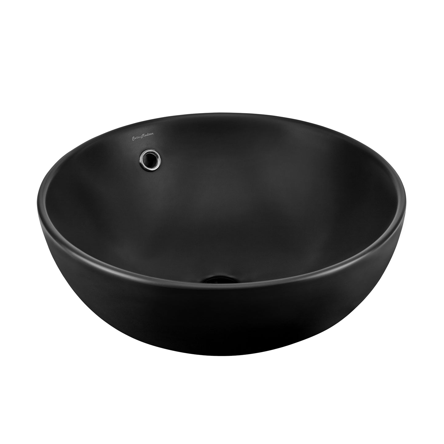 Swiss Madison, Sublime  Round Vessel Sink in Matte Black