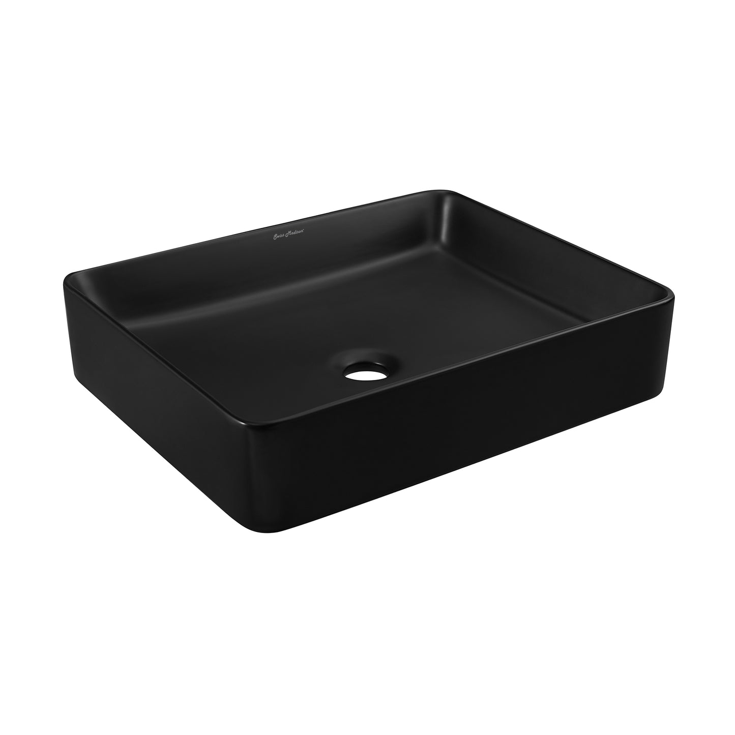 Swiss Madison, Concorde Rectangle Ceramic Vessel Sink, Matte Black