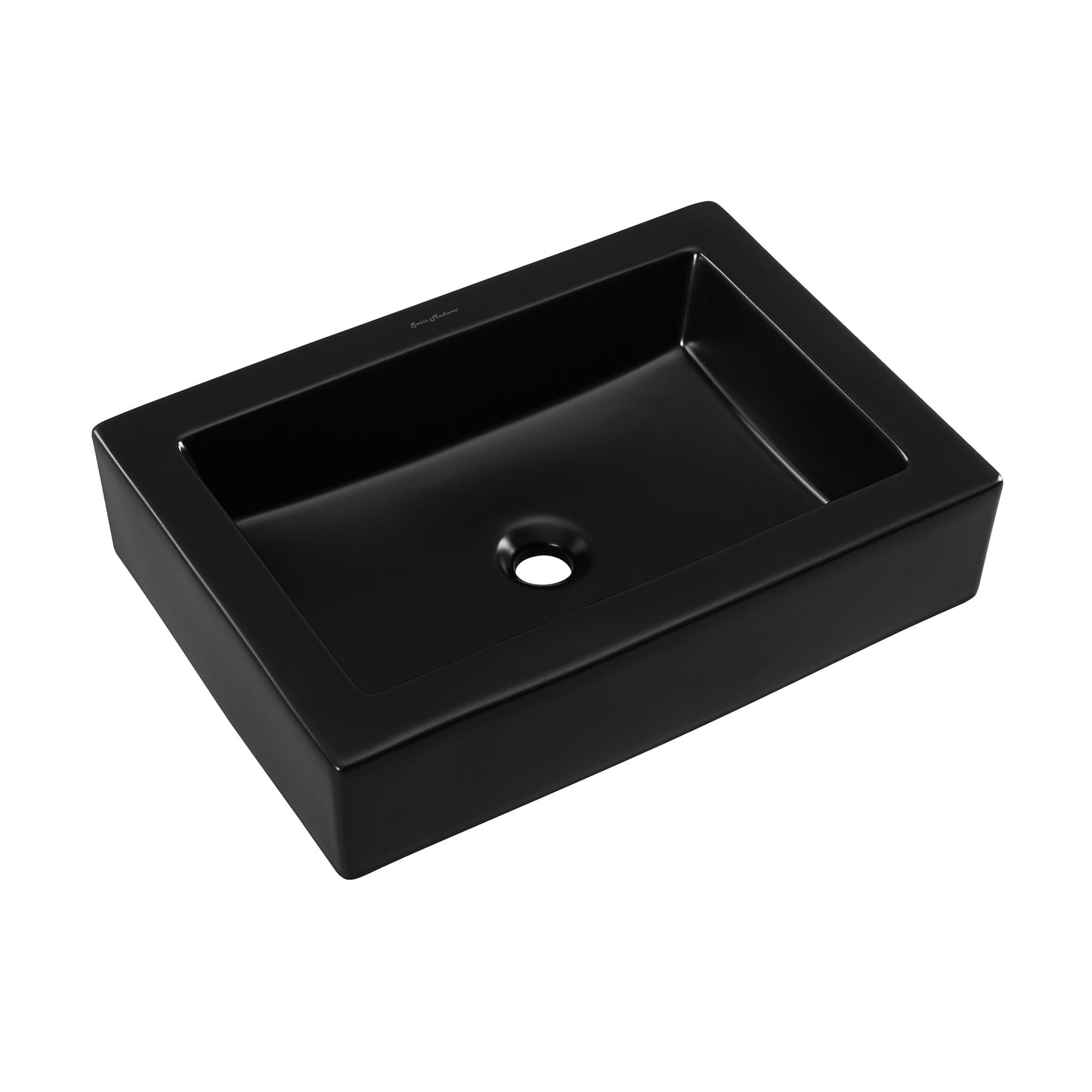 Swiss Madison, Voltaire Ceramic Rectangle Vessel Sink, Matte Black