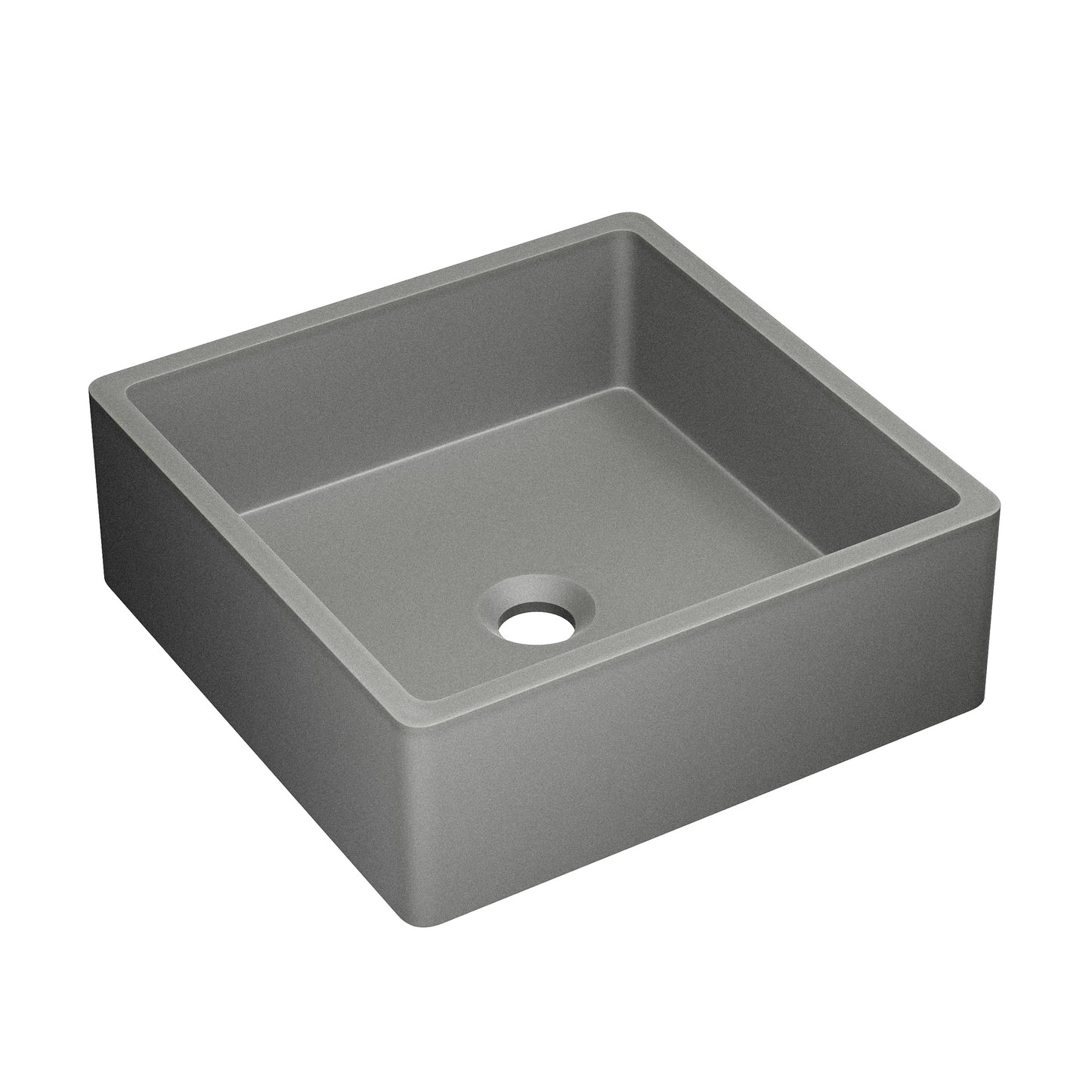 Swiss Madison, Lisse 15.5" Square Concrete Vessel Bathroom Sink in Dark Grey