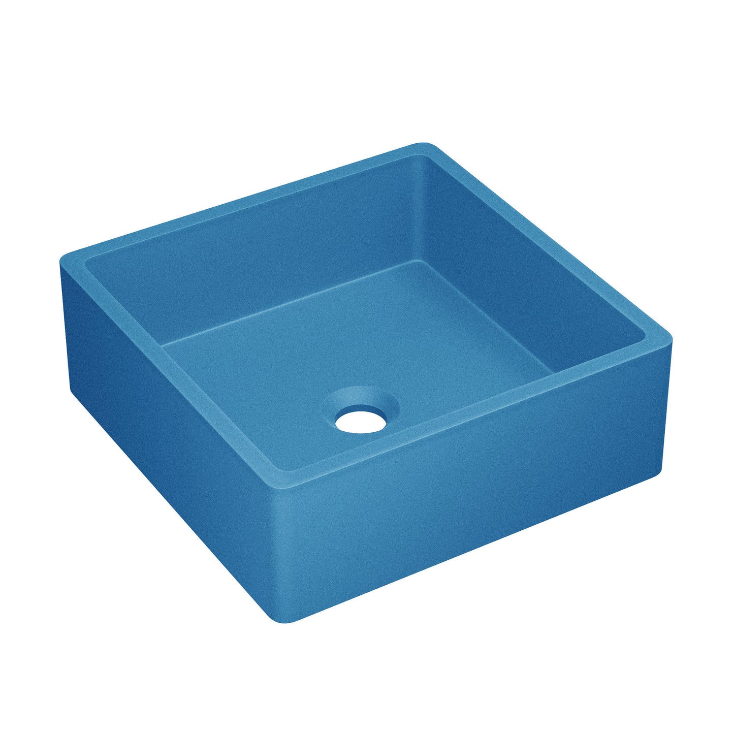 Swiss Madison, Lisse 15.5" Concrete Square Vessel Sink in Matte Powder Blue