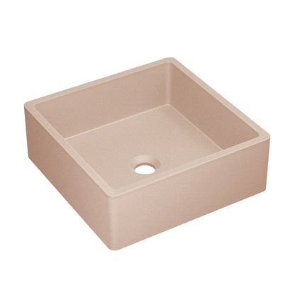Swiss Madison, Lisse 15.5" Concrete Square Vessel Sink in Matte Blush