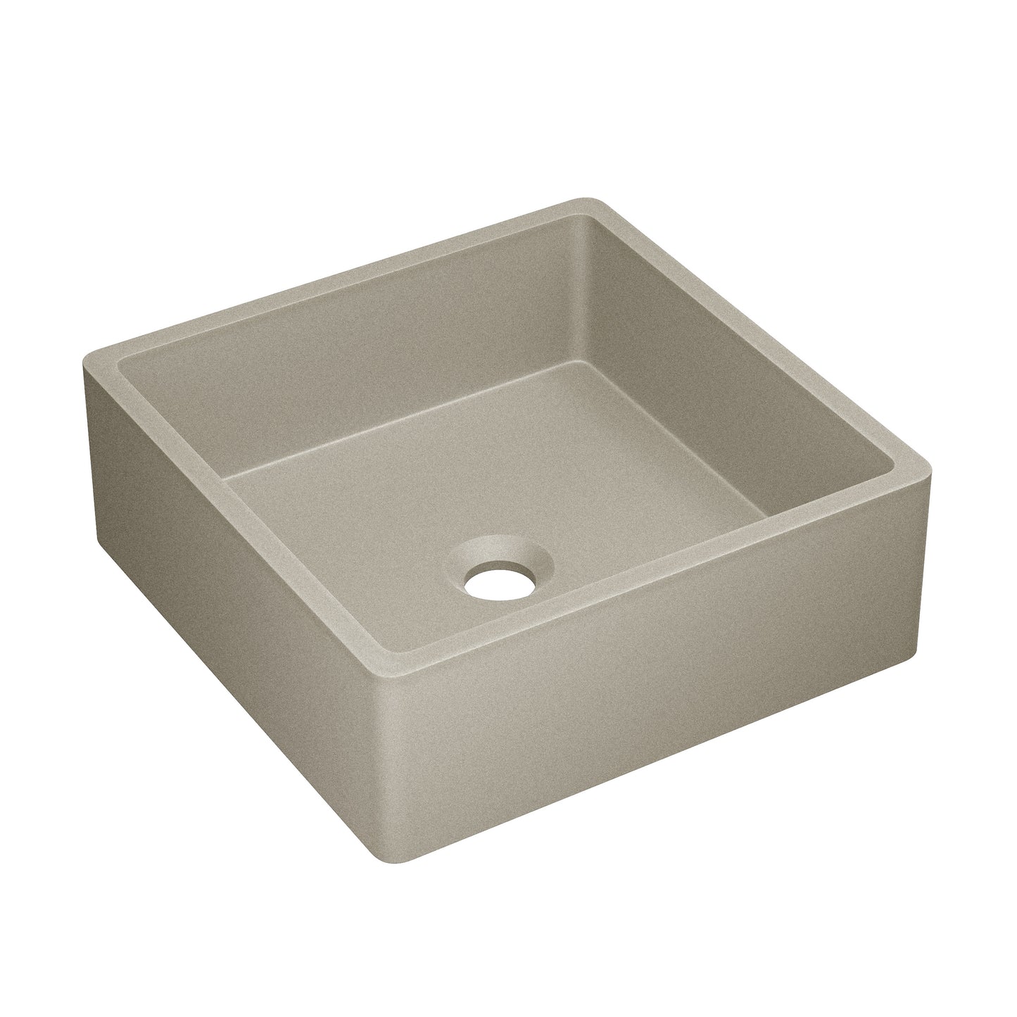 Swiss Madison, Lisse 15.5" Concrete Square Vessel Sink in Matte Taupe