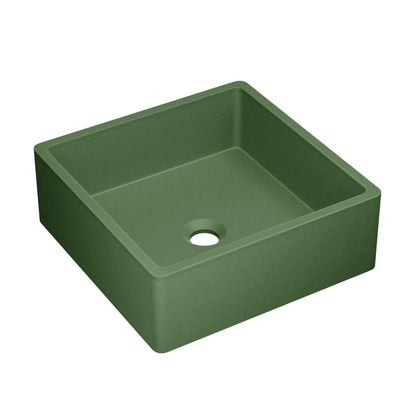 Swiss Madison, Lisse 15.5" Concrete Square Vessel Sink in Matte Royal Green