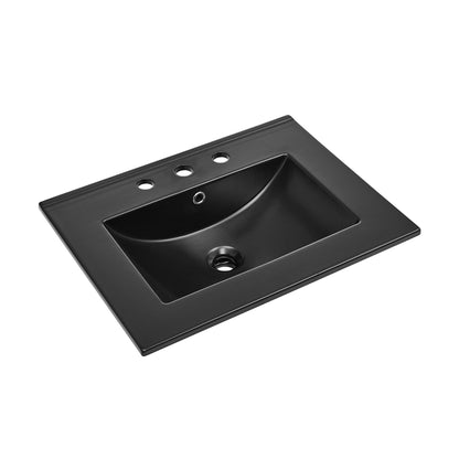 Swiss Madison, 24" Ceramic Vanity Top with 8" Widespread Faucet Holes in Matte Black