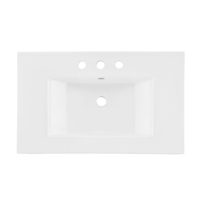 Swiss Madison, 30" 3-Hole Centerset Vanity Sink Top in Glossy White
