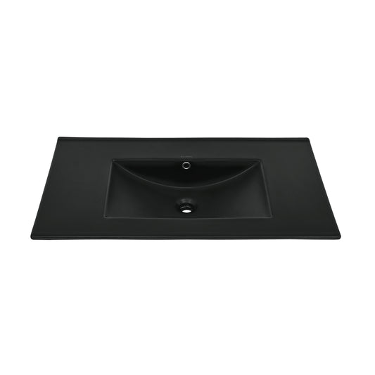 Swiss Madison, 36" Zero Hole Vanity Sink Top in Matte Black