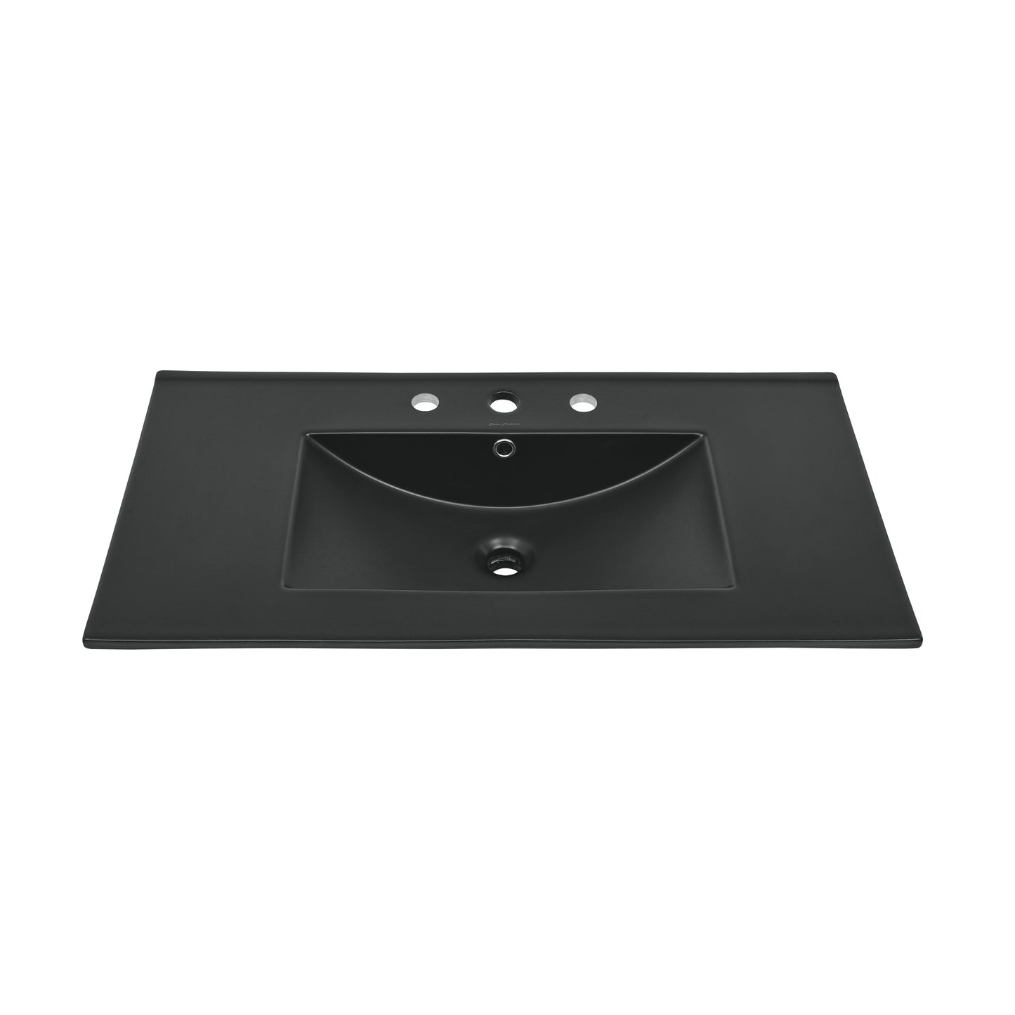 Swiss Madison, 36" Ceramic Vanity Top with Three Faucet Holes in Matte Black