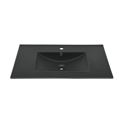 Swiss Madison, 36" Ceramic Vanity Top with Single Faucet Hole in Matte Black