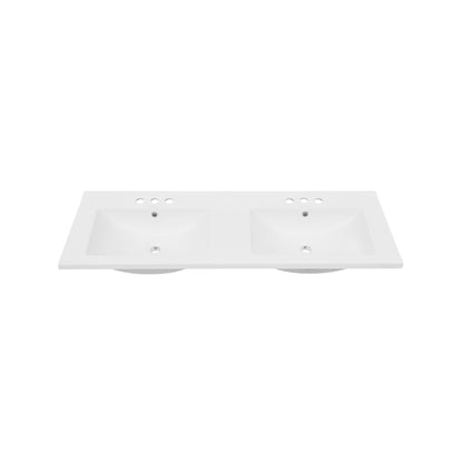 Swiss Madison, 48" 3-Hole Widespread Double Basin Vanity Sink Top in Glossy White