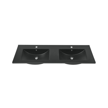Swiss Madison, 48" Double Basin Vanity Sink Top in Matte Black