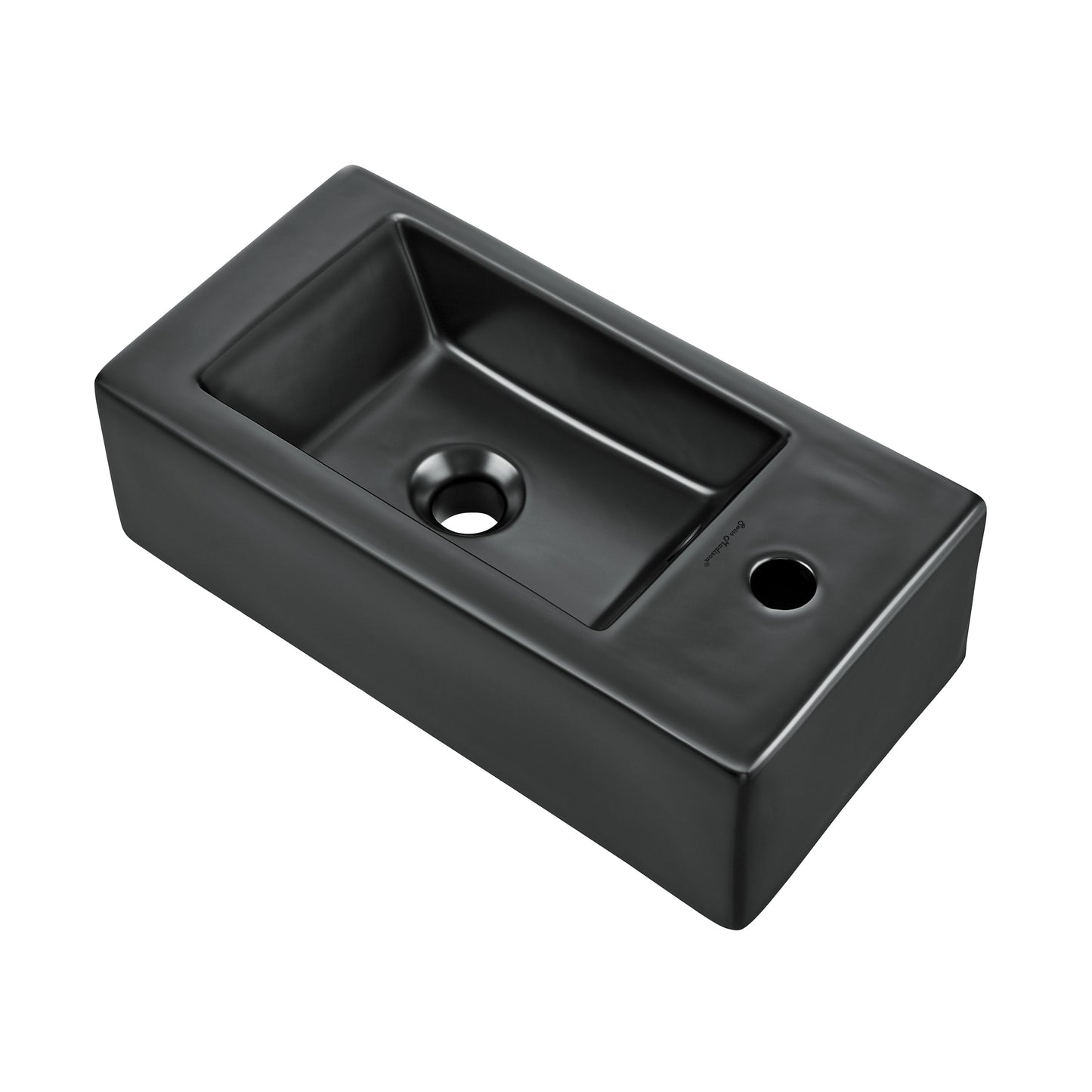 Swiss Madison, Voltaire 19.5 x 10 Rectangular Ceramic Wall Hung Sink with Right Side Faucet Mount, Matte Black