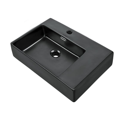Swiss Madison, St. Tropez 24 x 18 Ceramic Wall Hung Sink with Left Side Faucet Mount, Matte Black