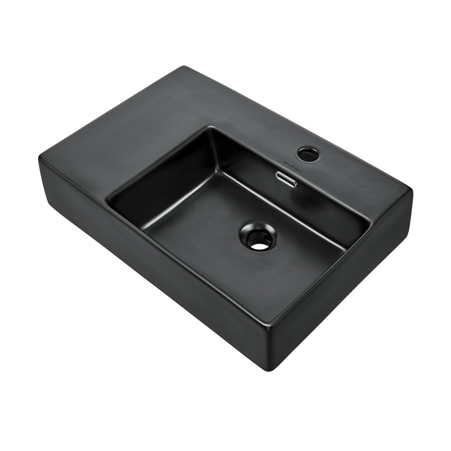 Swiss Madison, St. Tropez 24 x 18 Ceramic Wall Hung Sink with Right Side Mount, Matte Black