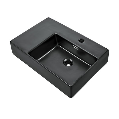 Swiss Madison, St. Tropez 24 x 18 Ceramic Wall Hung Sink with Right Side Mount, Matte Black