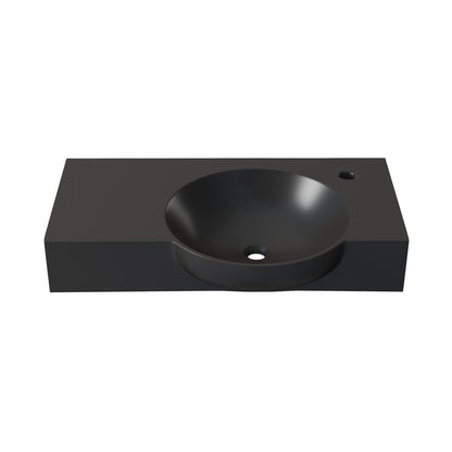 Swiss Madison, Chateau 30" Right Side Faucet Wall-Mount Bathroom Sink in Matte Black