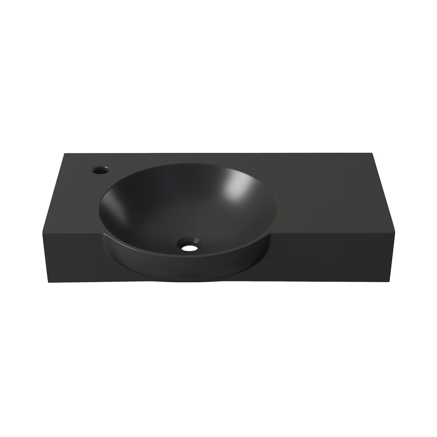 Swiss Madison, Chateau 30" Left Side Faucet Wall-Mount Bathroom Sink in Matte Black