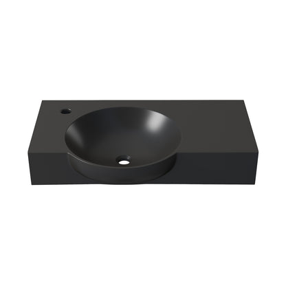 Swiss Madison, Chateau 30" Left Side Faucet Wall-Mount Bathroom Sink in Matte Black