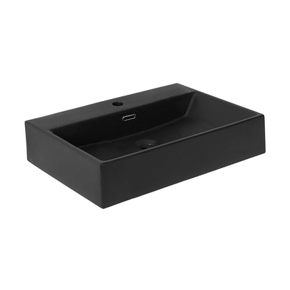 Swiss Madison, Claire 24" Rectangle Wall-Mount Bathroom Sink in Matte Black