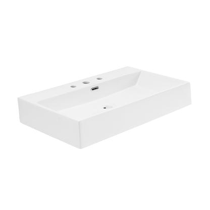 Swiss Madison, Claire 30" Rectangle Wall-Mount Bathroom Sink with 8" Widespread Holes