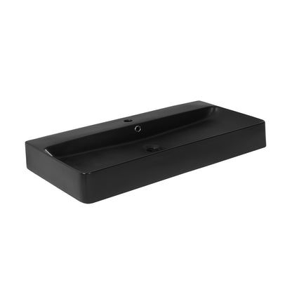 Swiss Madison, Carre 36"  Rectangle Wall-Mount Bathroom Sink in Matte Black