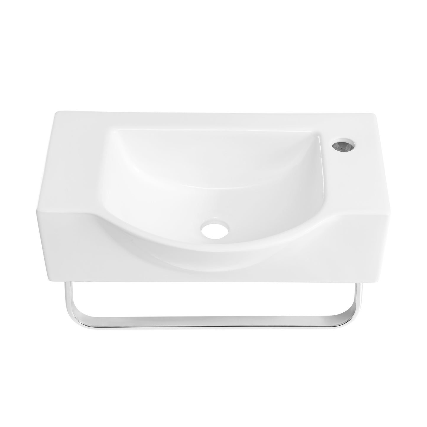 Swiss Madison, Chateau 21.5" Right Side Faucet Wall-Mount Bathroom Sink with Chrome Towel Bar