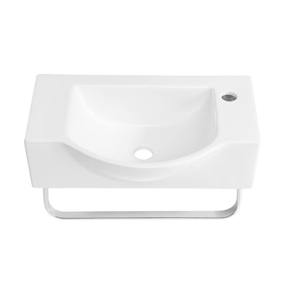 Swiss Madison, Chateau 21.5" Right Side Faucet Wall-Mount Bathroom Sink with Chrome Towel Bar