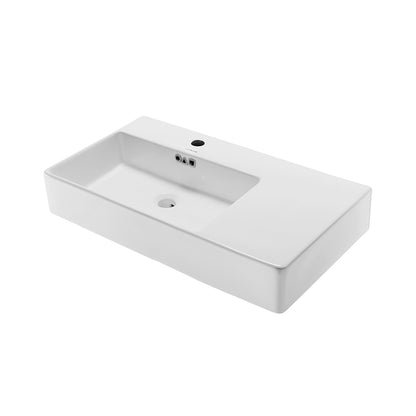Swiss Madison, St. Tropez 36" Rectangle Wall-Mounted Sink with Left Side Faucet Mount