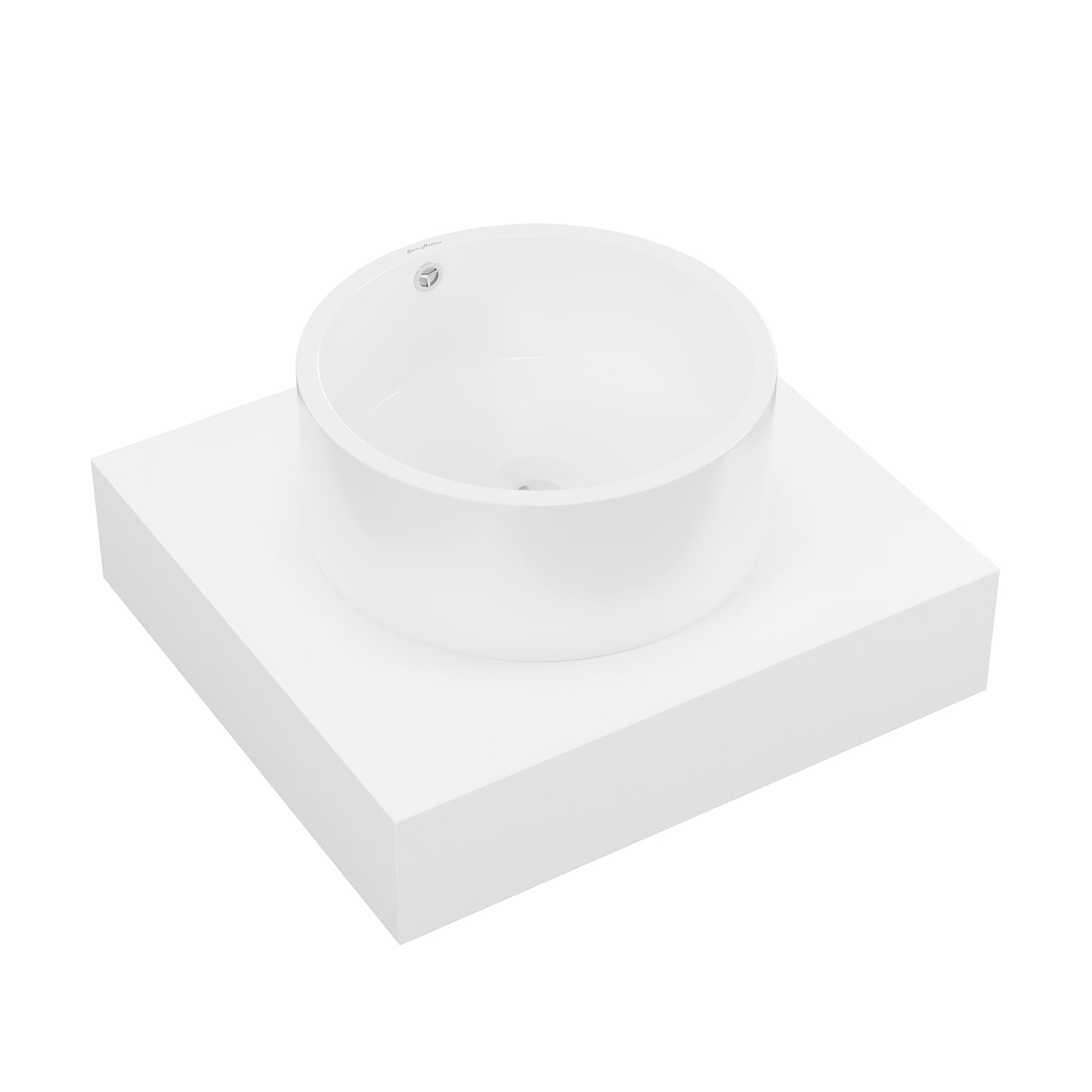 Swiss Madison, Monaco 24" Floating Bathroom Shelf with Vessel Sink in Glossy White