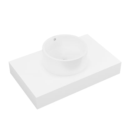 Swiss Madison, Monaco 36" Floating Bathroom Shelf with Vessel Sink in Glossy White