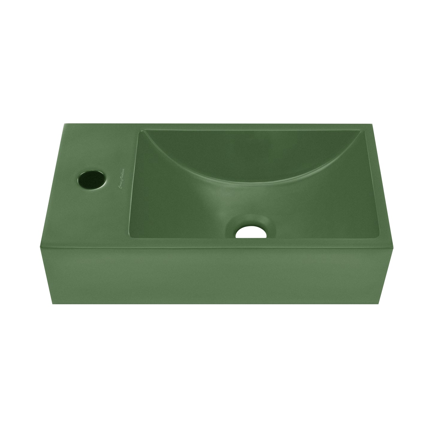 Swiss Madison, Lisse 16" Concrete Rectangle Wall-Mounted Sink with Left Side Faucet Mount in Matte Royal Green