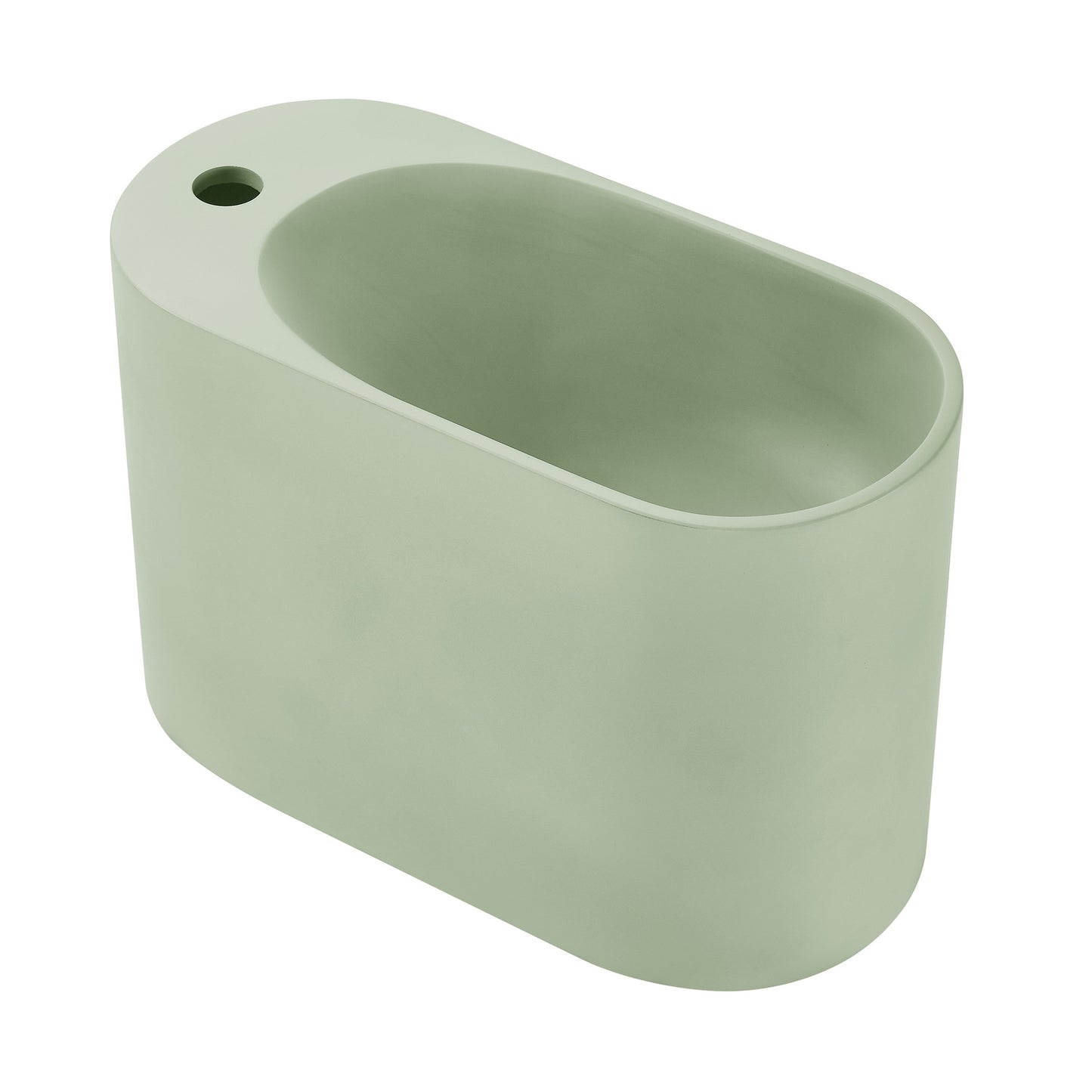 Swiss Madison, Terre 18" Solid Surface Oval Wall-Mounted Sink with Left Side Faucet Mount in Matte Palm Green