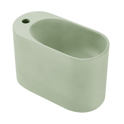 Swiss Madison, Terre 18" Solid Surface Oval Wall-Mounted Sink with Left Side Faucet Mount in Matte Palm Green