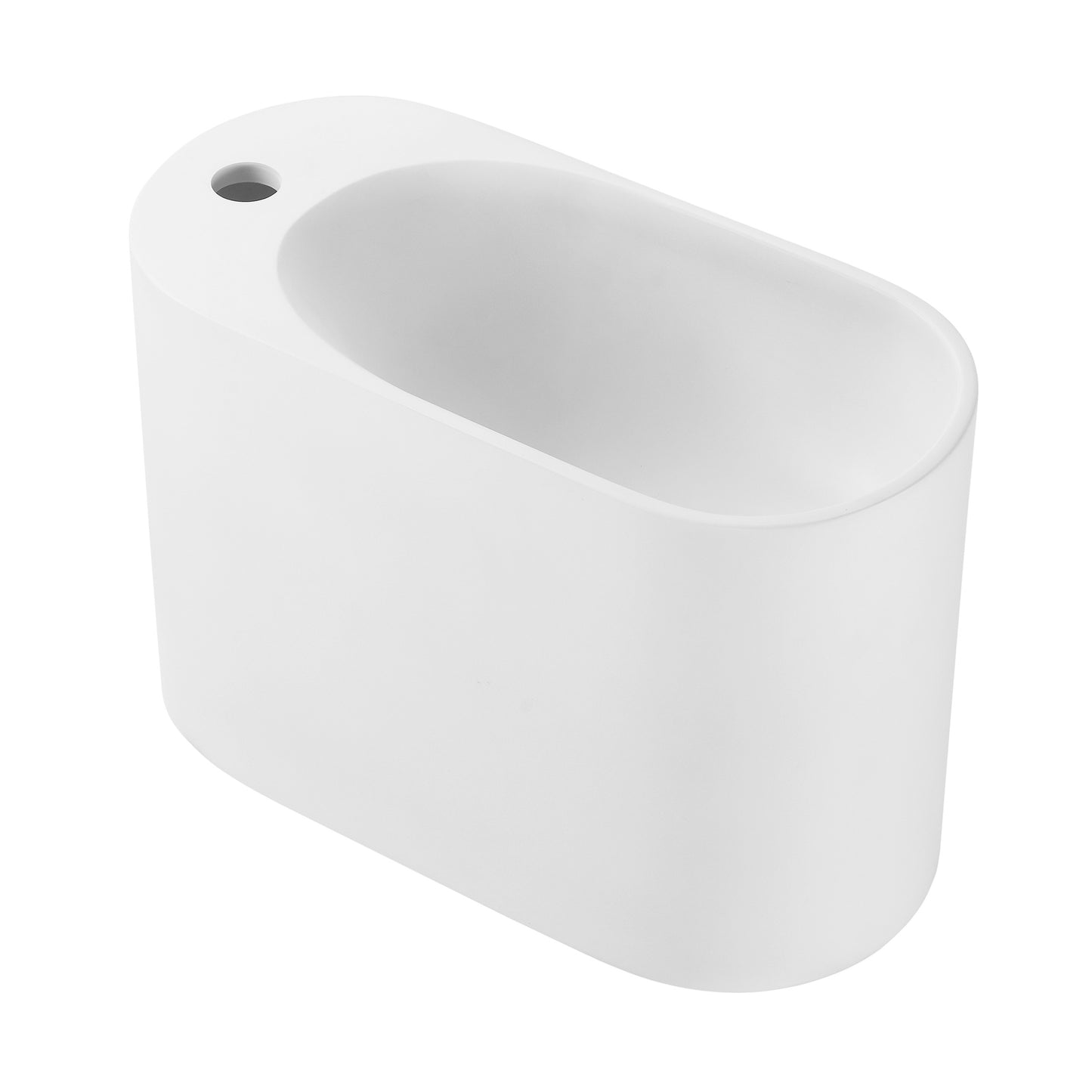 Swiss Madison, Terre 18" Solid Surface Oval Wall-Mounted Sink with Left Side Faucet Mount in Matte White