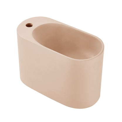 Swiss Madison, Terre 18" Solid Surface Oval Wall-Mounted Sink with Left Side Faucet Mount in Matte Pastel Peach
