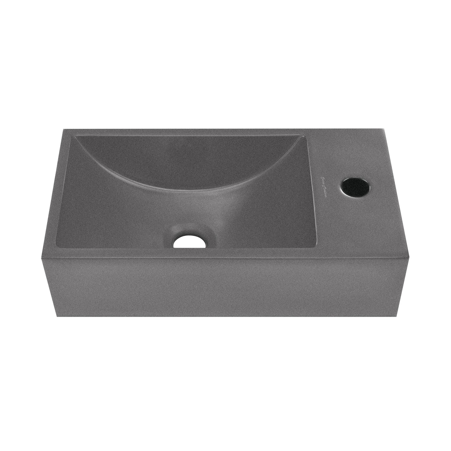 Swiss Madison, Lisse 16" Concrete Rectangle Wall-Mounted Sink with Right Side Faucet Mount in Matte Dark Gray