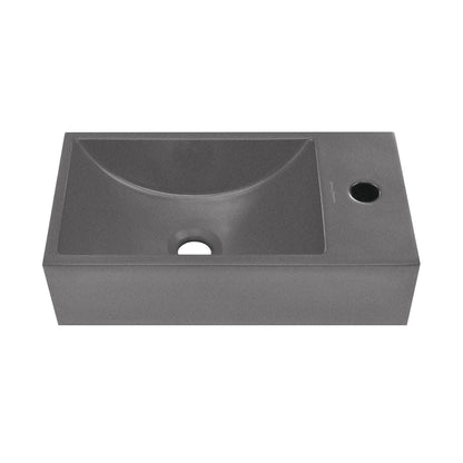 Swiss Madison, Lisse 16" Concrete Rectangle Wall-Mounted Sink with Right Side Faucet Mount in Matte Dark Gray