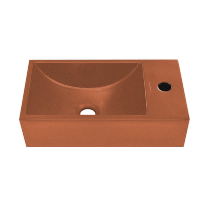 Swiss Madison, Lisse 16" Concrete Rectangle Wall-Mounted Sink with Right Side Faucet Mount in Matte Terracotta