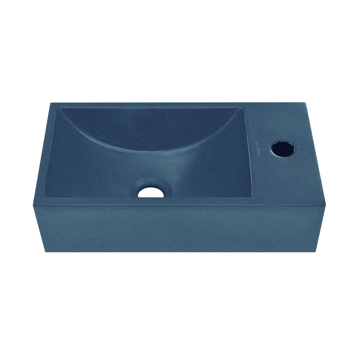 Swiss Madison, Lisse 16" Concrete Rectangle Wall-Mounted Sink with Right Side Faucet Mount in Matte Royal Blue