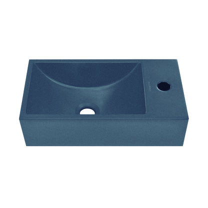Swiss Madison, Lisse 16" Concrete Rectangle Wall-Mounted Sink with Right Side Faucet Mount in Matte Royal Blue