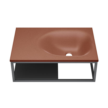 Swiss Madison, Lisse 24" Rectangle Concrete Wall-Mount Bathroom Sink in Terracotta with Matte Black Frame